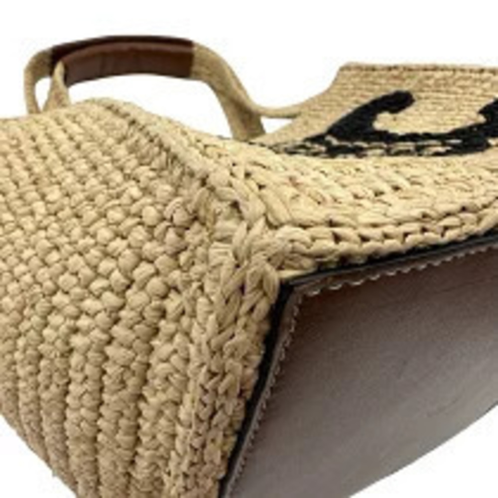 Celine Triomphe Raffia Cube Bag Beige Cream Black Handbag - Picture 6 of 12